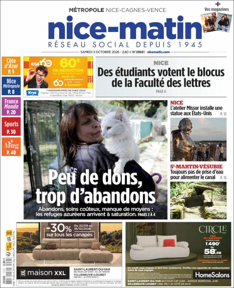 Portada de Nice-Matin (Francia)