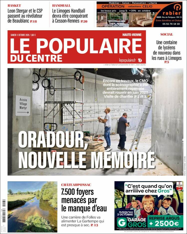 Portada de Le Populaire du Centre (Francia)