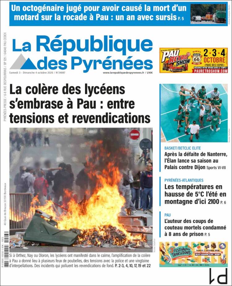 Portada de La République des Pyrénées (Francia)