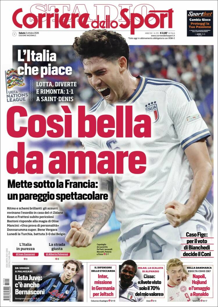 Portada de Corriere dello Sport (Italia)