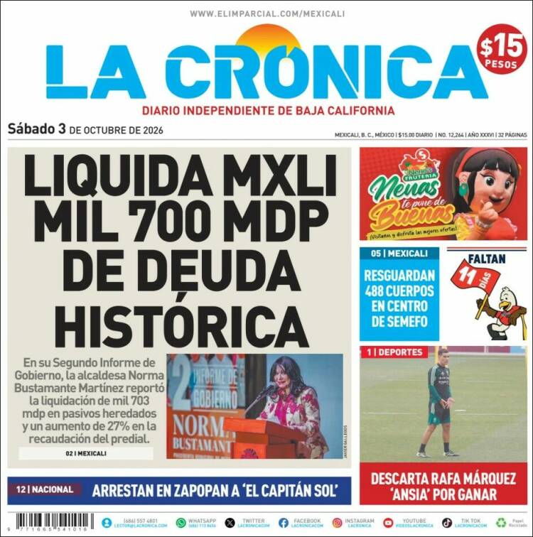 Portada de La Crónica de Baja California (M&eacute;xico)