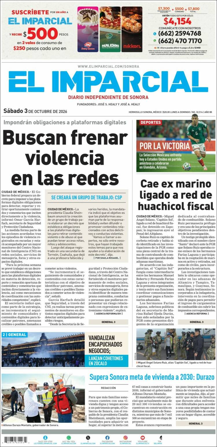Portada de El Imparcial (M&eacute;xico)