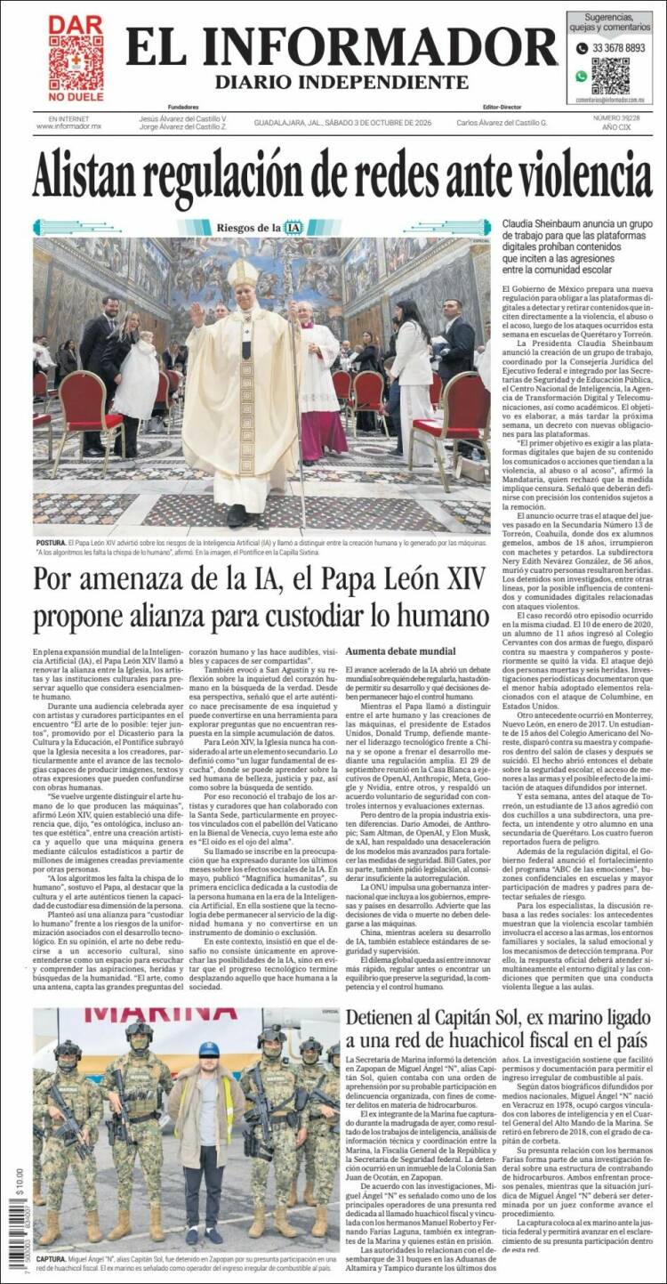 Portada de El Informador (M&eacute;xico)