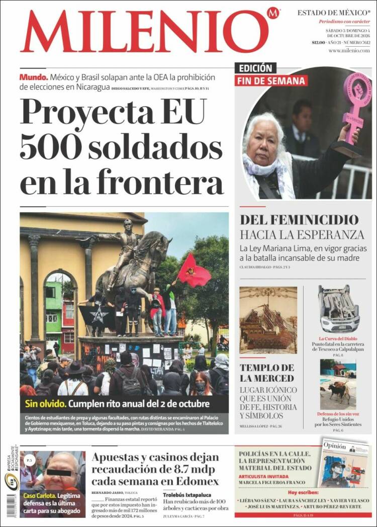 Portada de Milenio - Estado de México (M&eacute;xico)