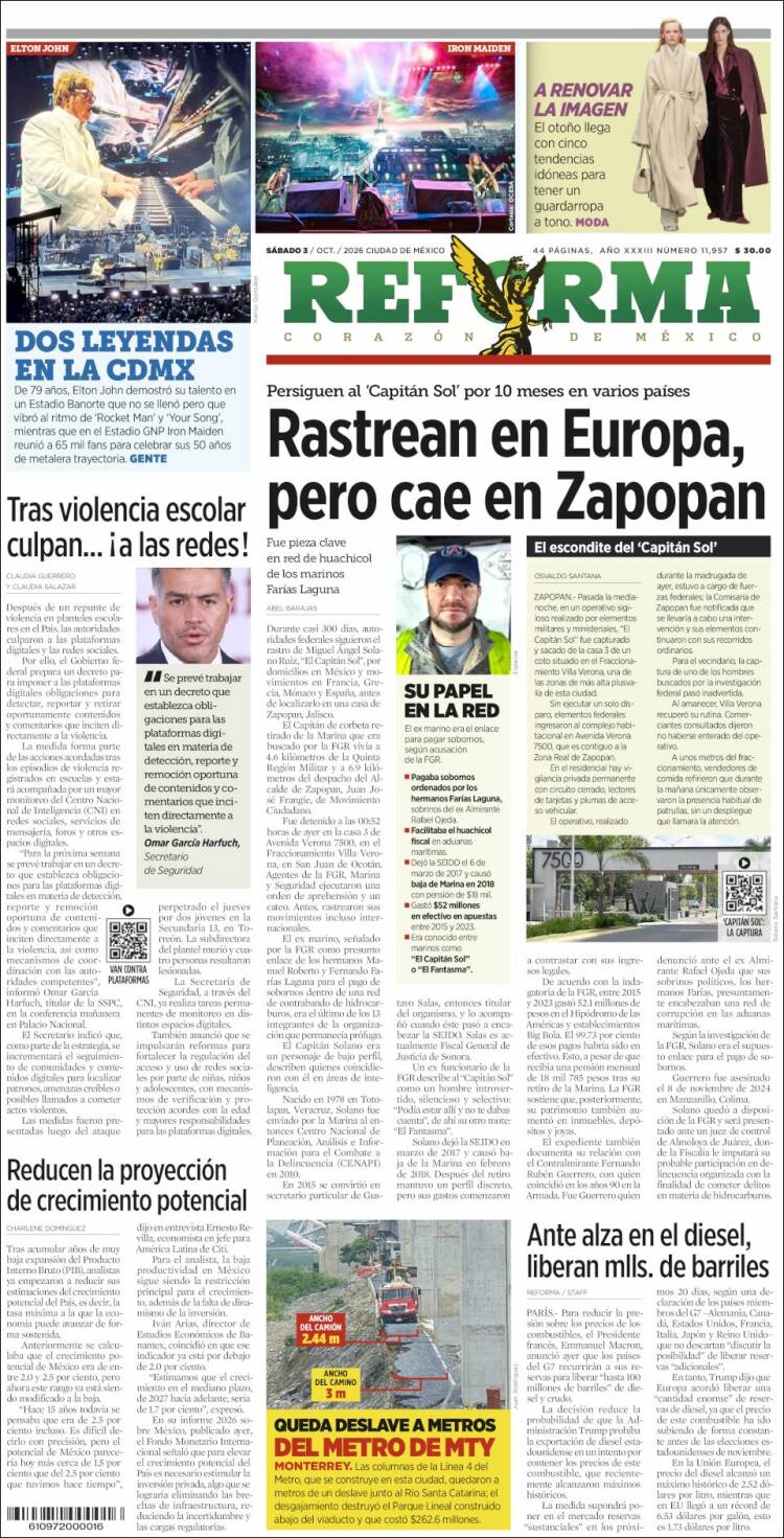 Portada de Reforma (M&eacute;xico)