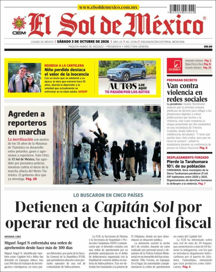 Portada de El Sol de México (M&eacute;xico)
