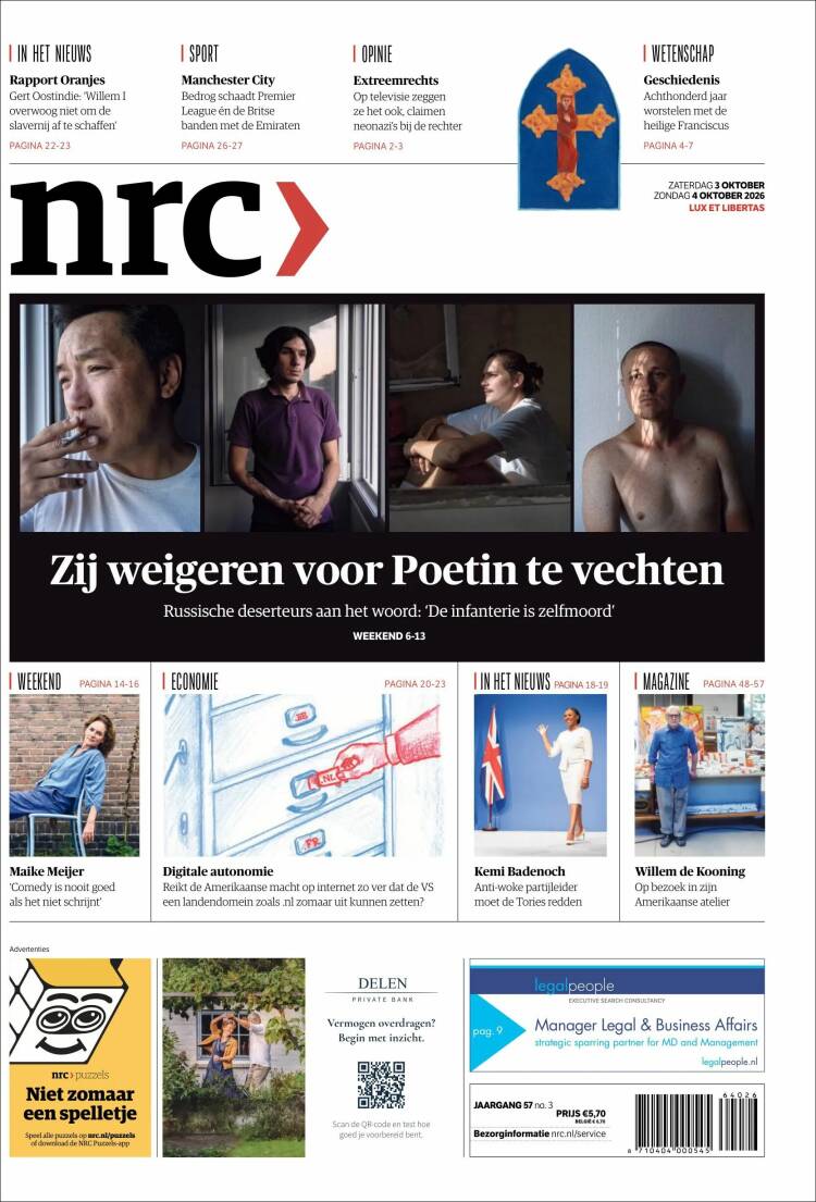 Portada de NRC Handelsblad (Pa&iacute;ses Bajos)