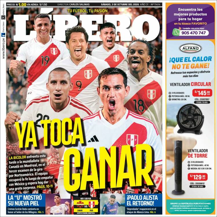 Portada de Líbero (Per&uacute;)