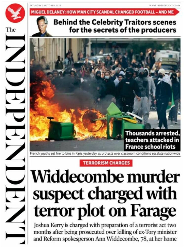 Portada de The Independent (Reino Unido)