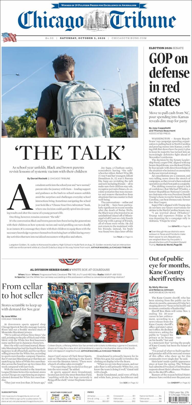Portada de Chicago Tribune (USA)