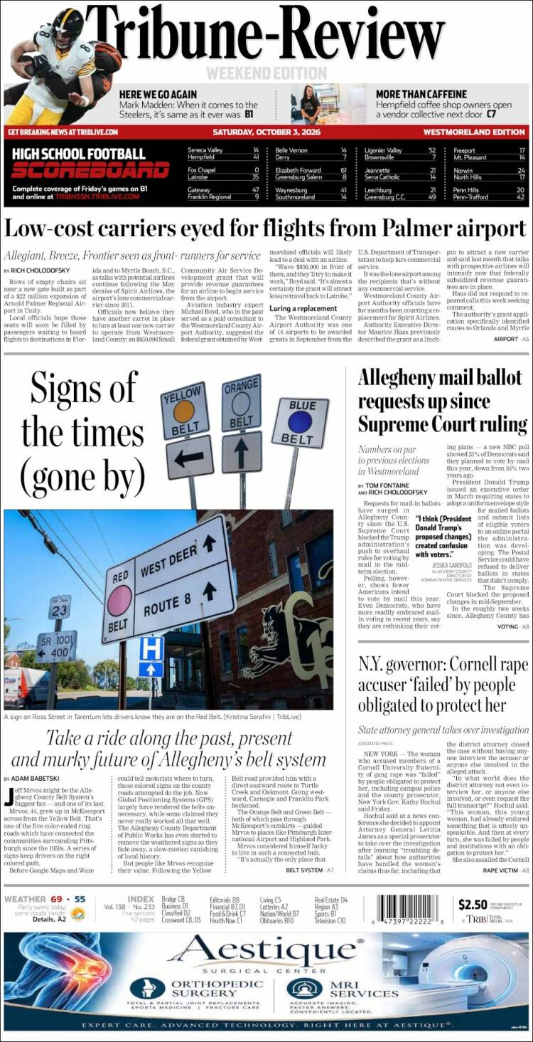 Portada de Tribune-Review (USA)