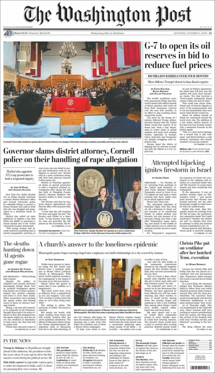 Portada de The Washington Post (USA)