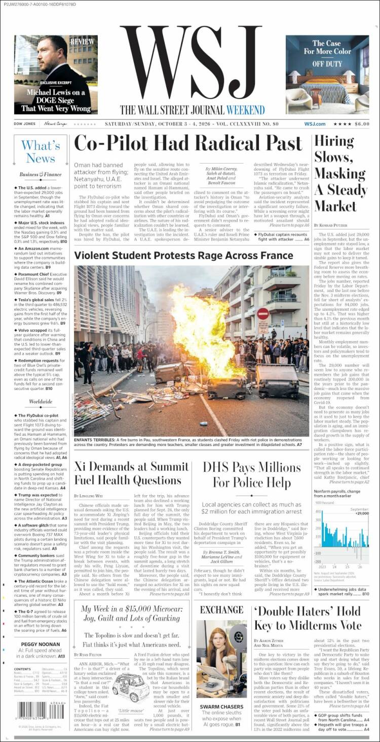 Portada de Wall Street Journal (USA)