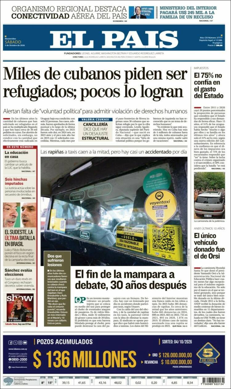 Portada de El País (Uruguay)
