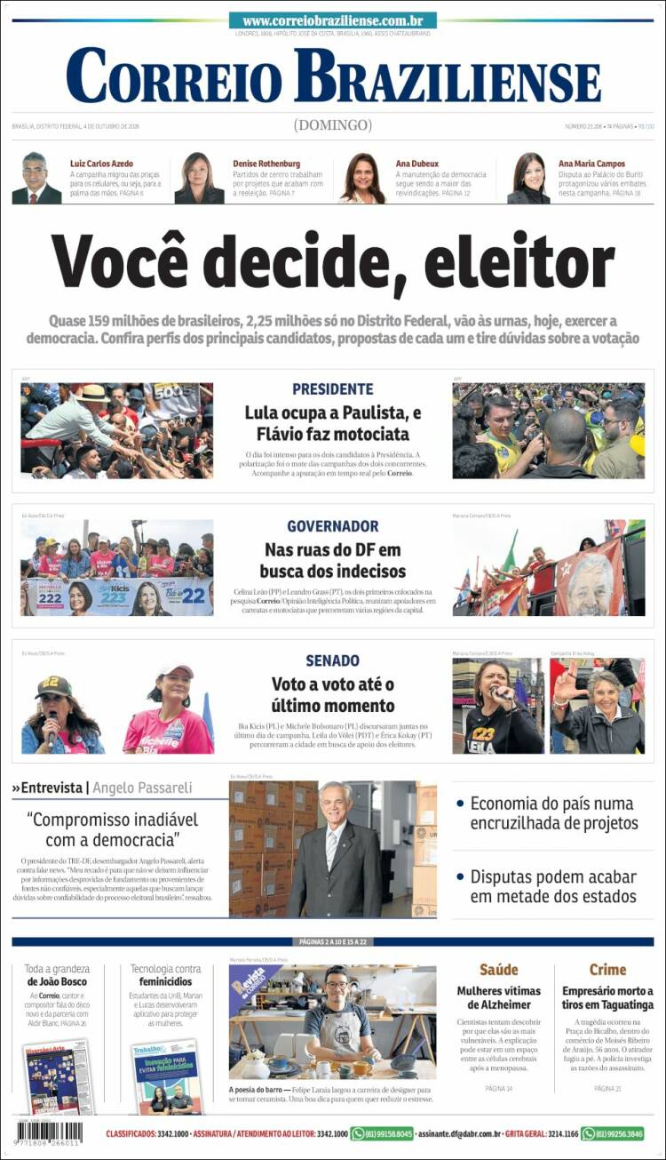 Capa do Correio Braziliense de 4 out