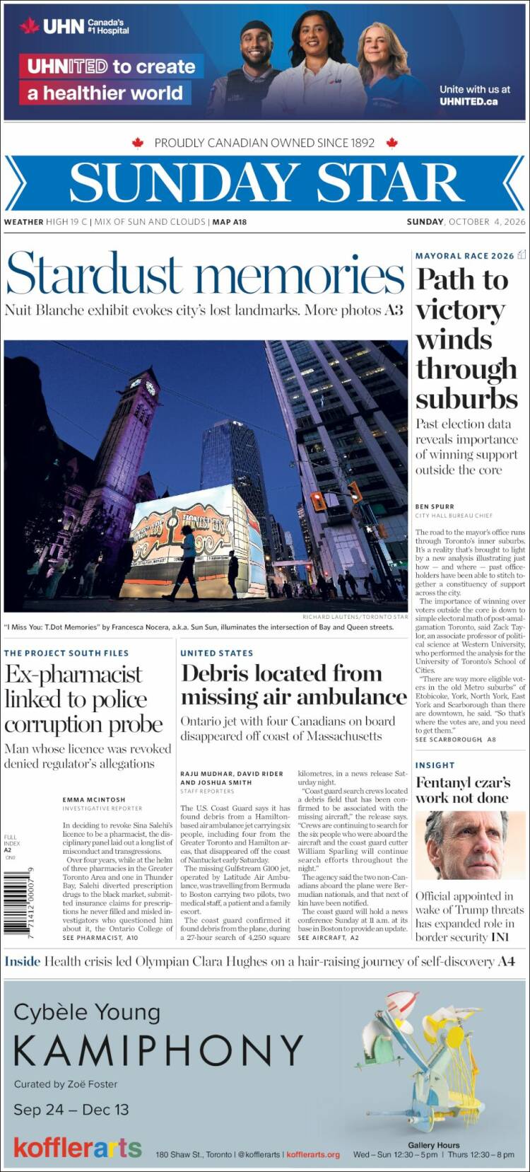 Portada de The Toronto Star (Canad&aacute;)