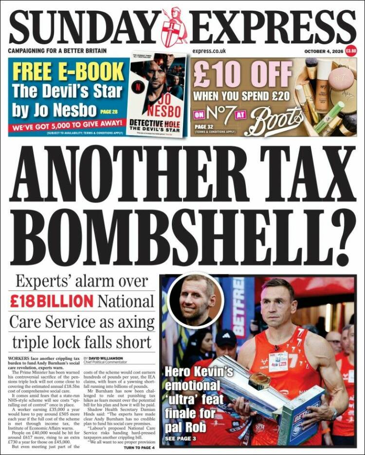 Portada de Daily Express (Reino Unido)