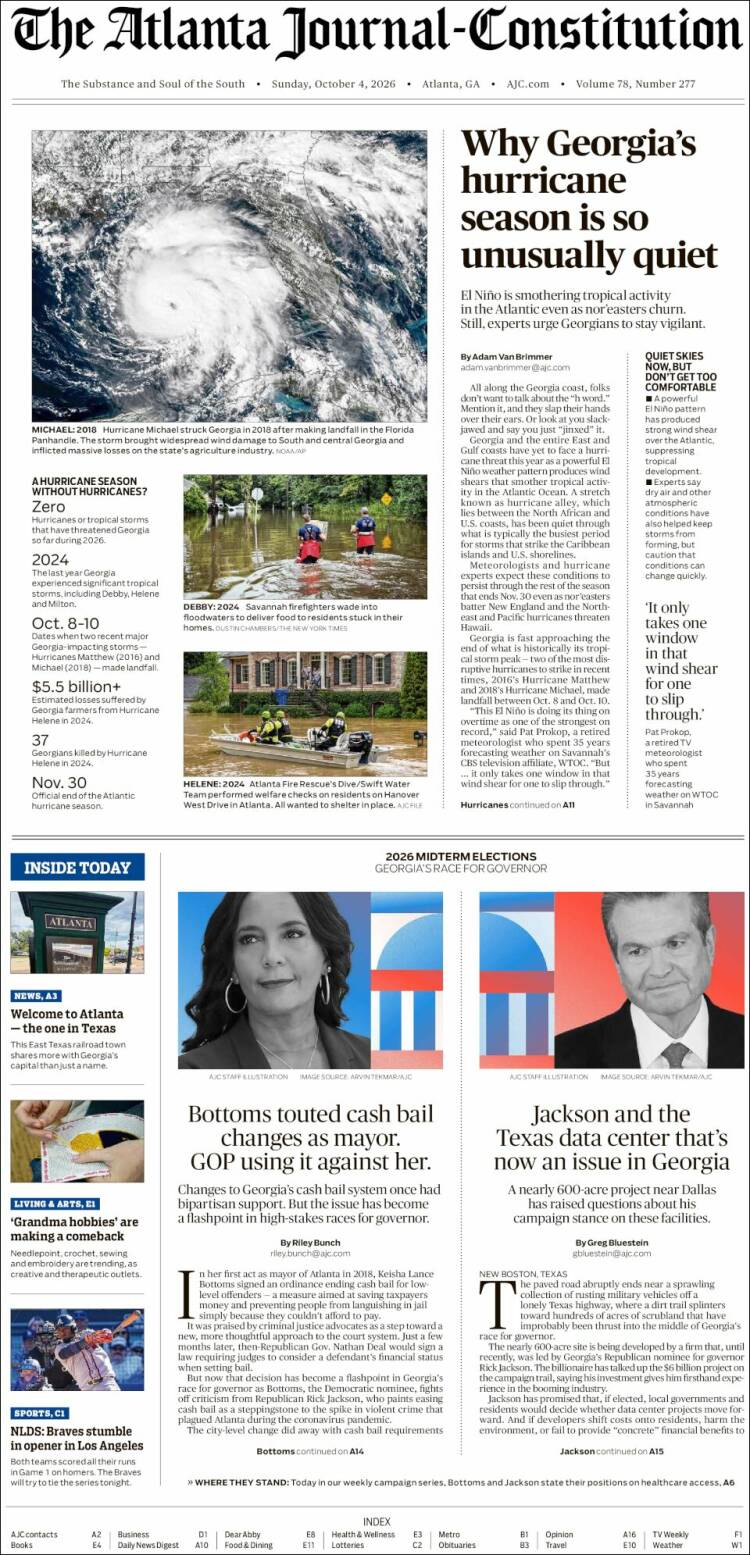 Portada de The Atlanta Journal-Constitution (USA)