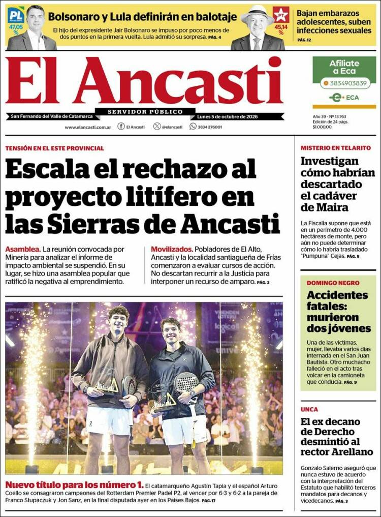 Portada de El Ancasti (Argentina)