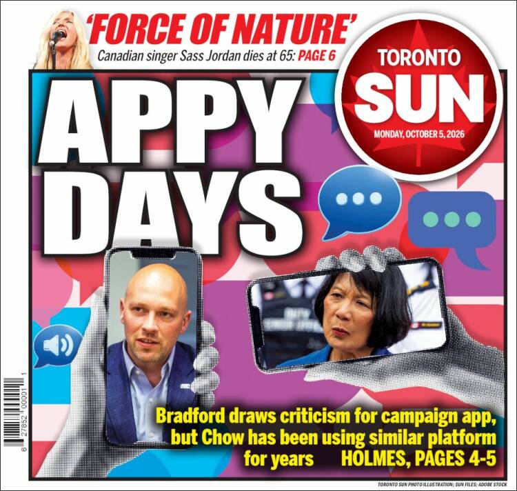 Portada de The Toronto Sun (Canad&aacute;)
