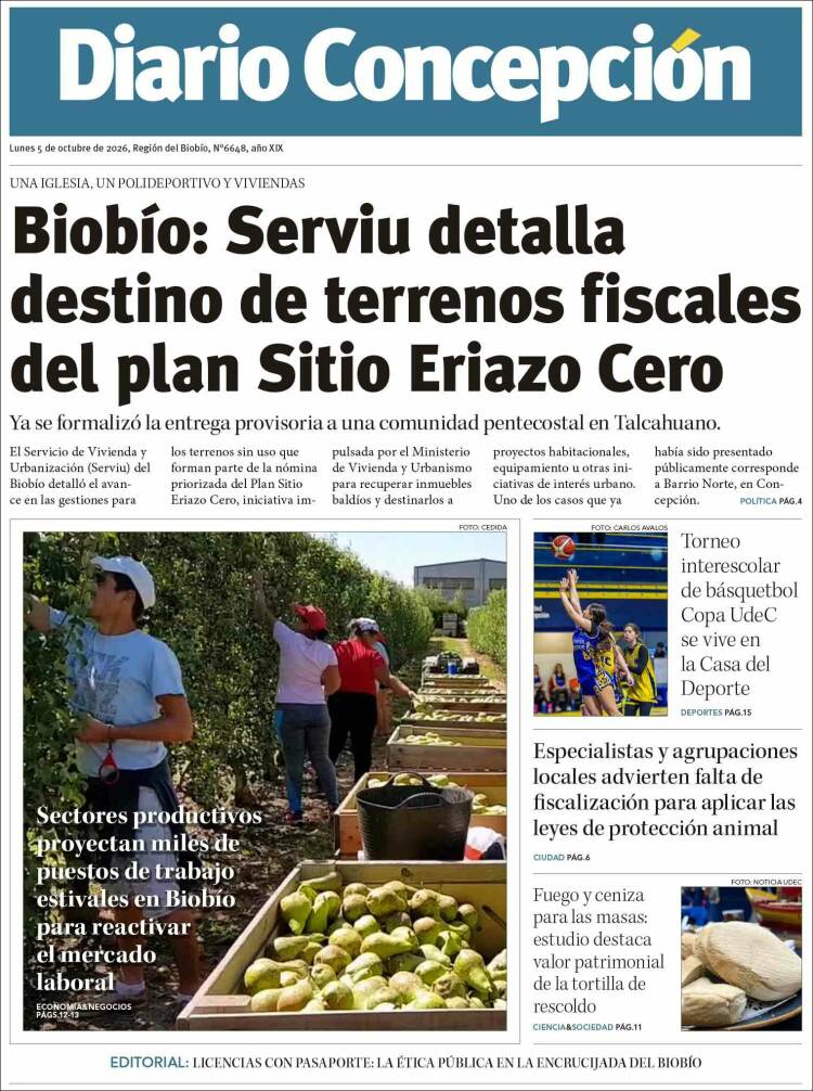 Portada de Diario de Concepción (Chile)