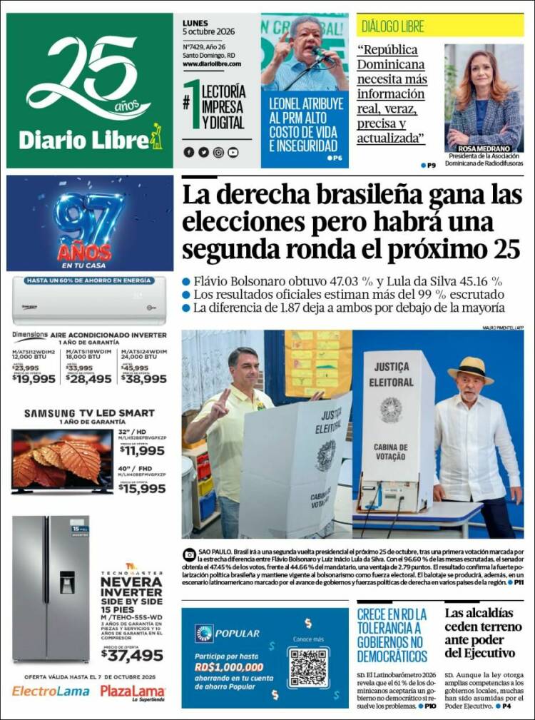 Portada de Diario Libre (R. Dominicana)