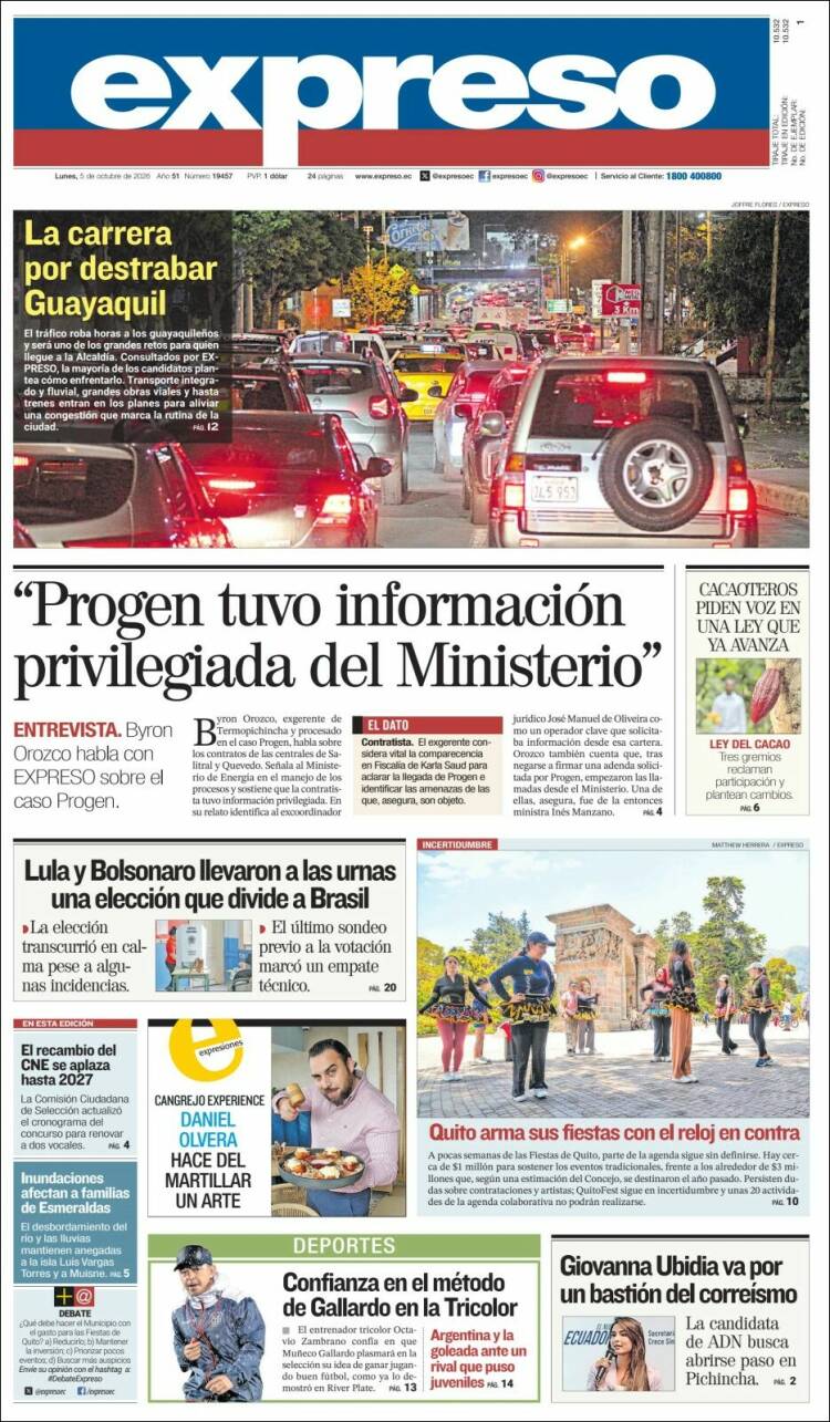 Portada de Expreso (Ecuador)