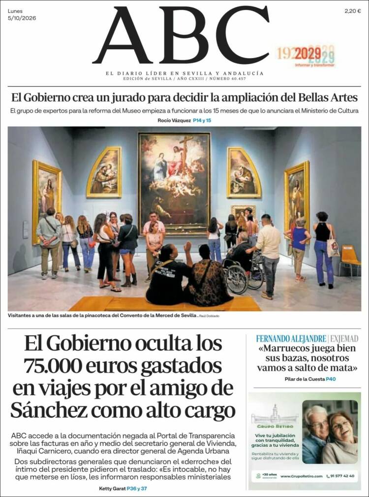 Portada de ABC - Sevilla (Espa&ntilde;a)