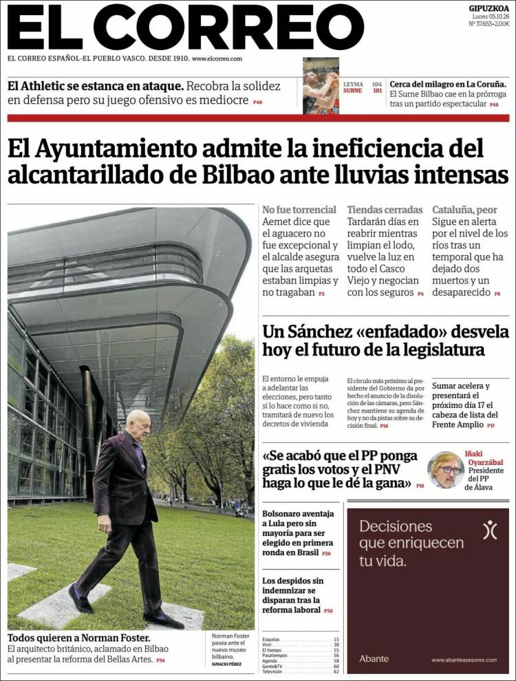 Portada de El Correo - Guipuzcoa (Espa&ntilde;a)