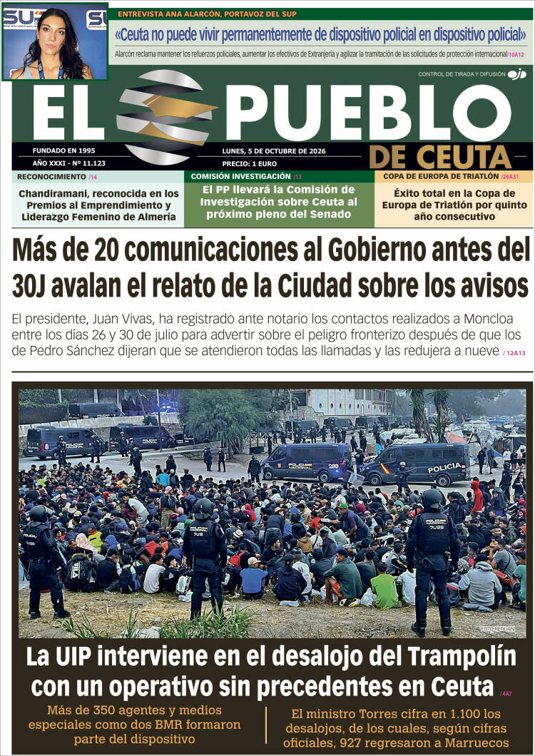 Portada de El Pueblo de Ceuta (Espa&ntilde;a)