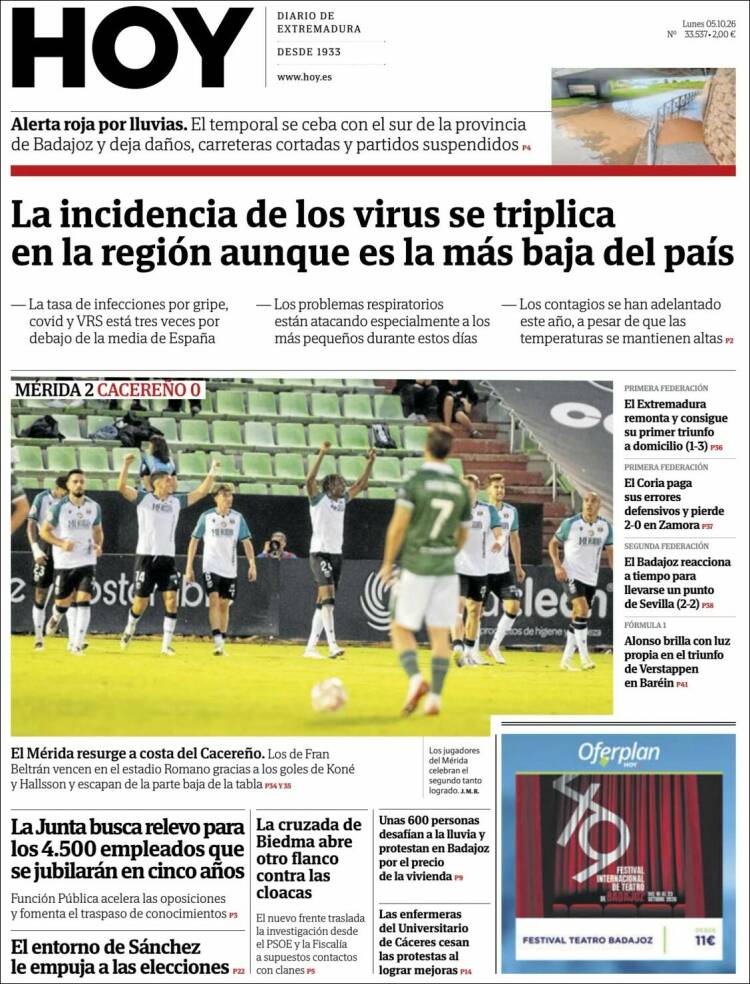 Portada de Hoy - Caceres (Espa&ntilde;a)