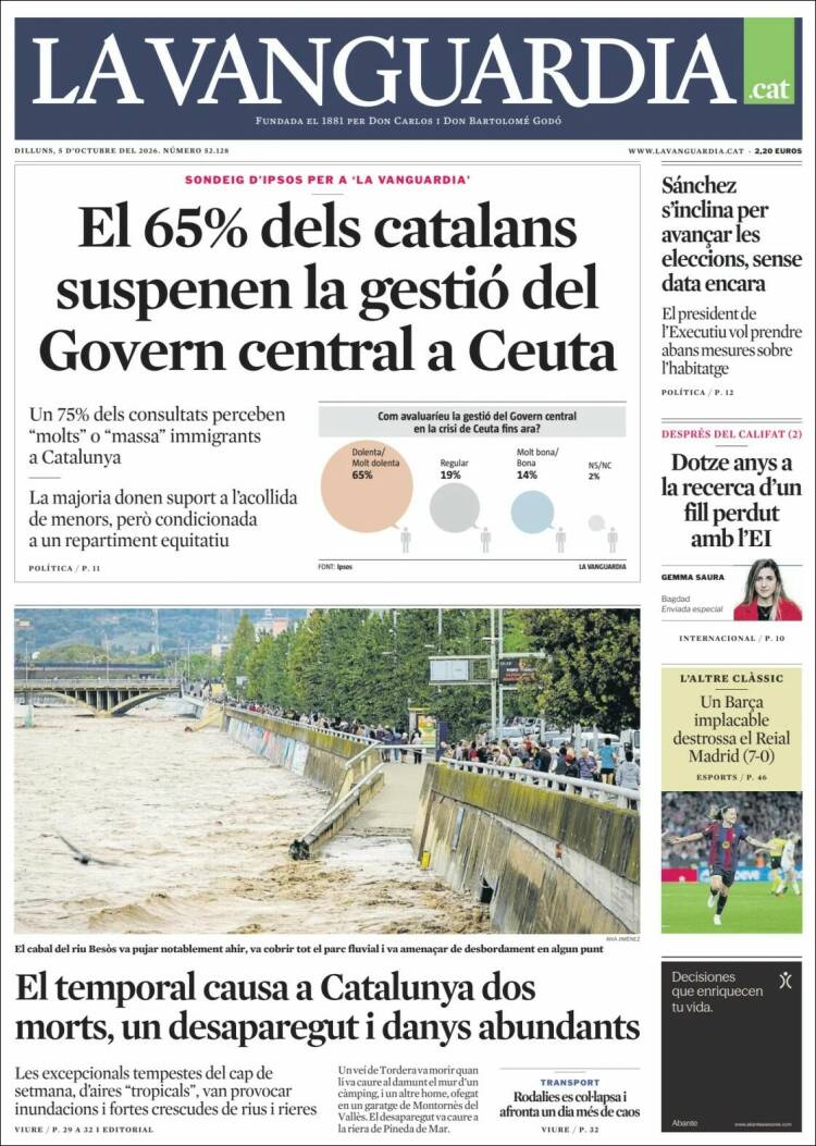 Portada de La Vanguardia (Espa&ntilde;a)