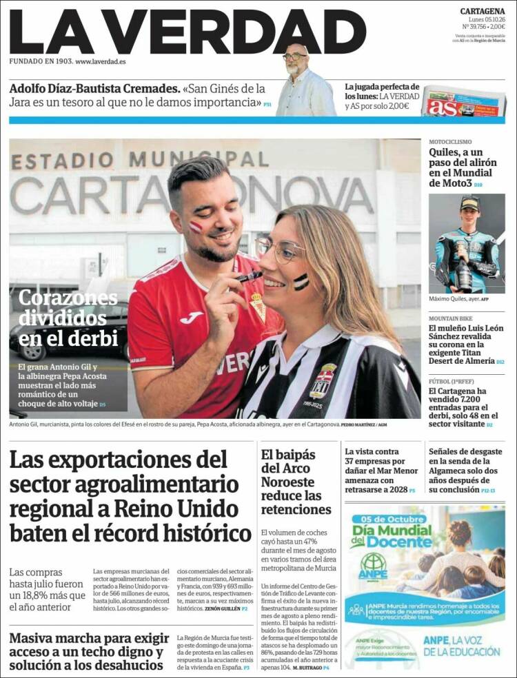 Portada de La Verdad de Cartagena (Espa&ntilde;a)