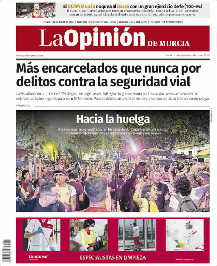 Portada de La Opinión de Murcia (Espa&ntilde;a)