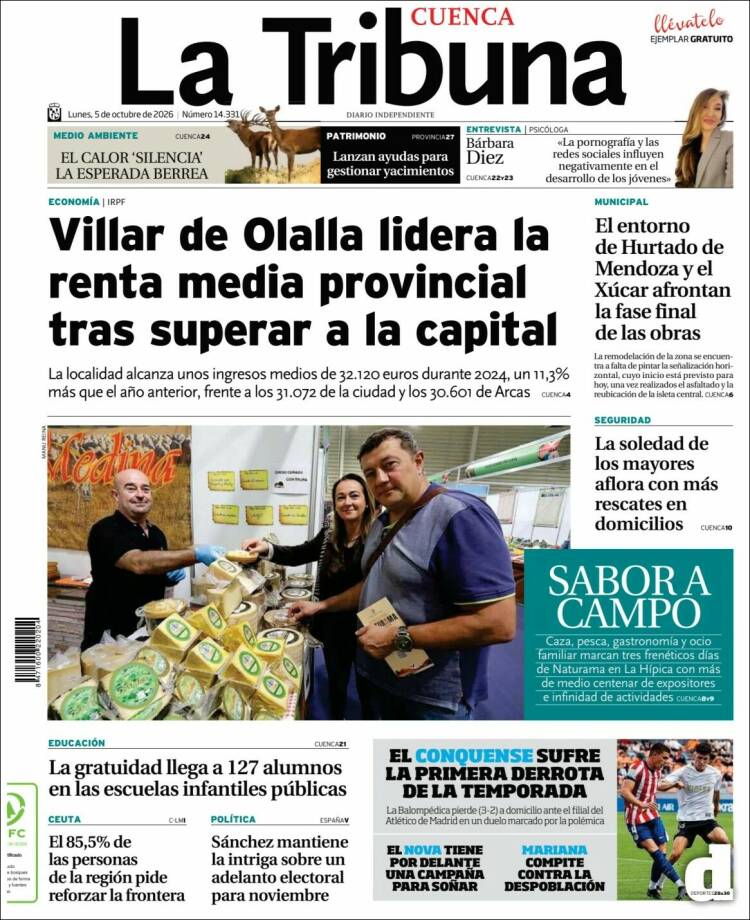 Portada de La Tribuna de Cuenca (Espa&ntilde;a)