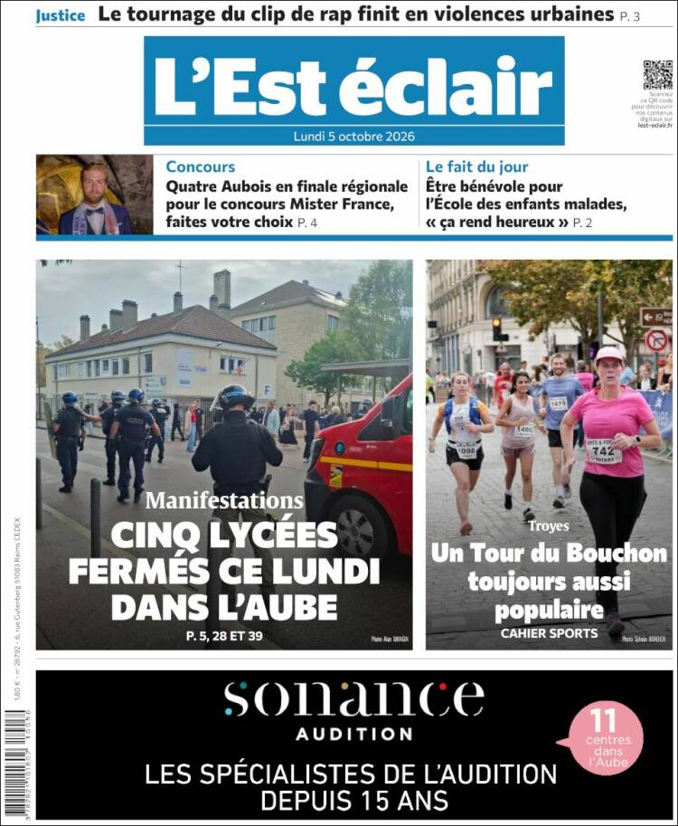 Portada de L'Est Eclair (Francia)