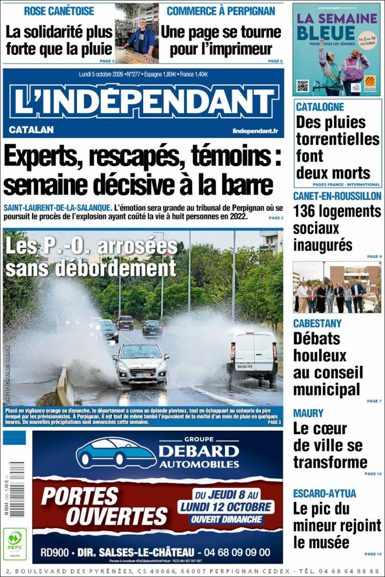 Portada de Le Indépendant (Francia)