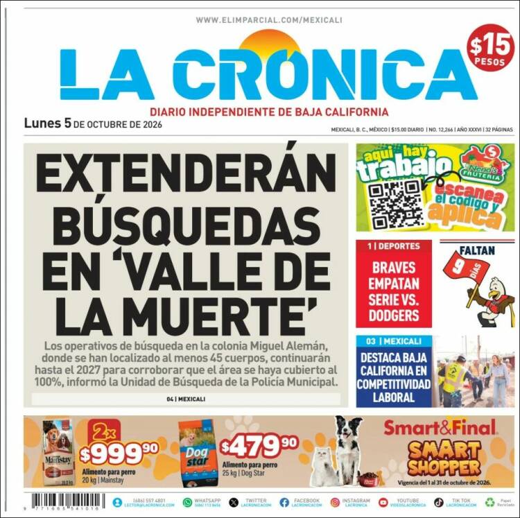 Portada de La Crónica de Baja California (M&eacute;xico)
