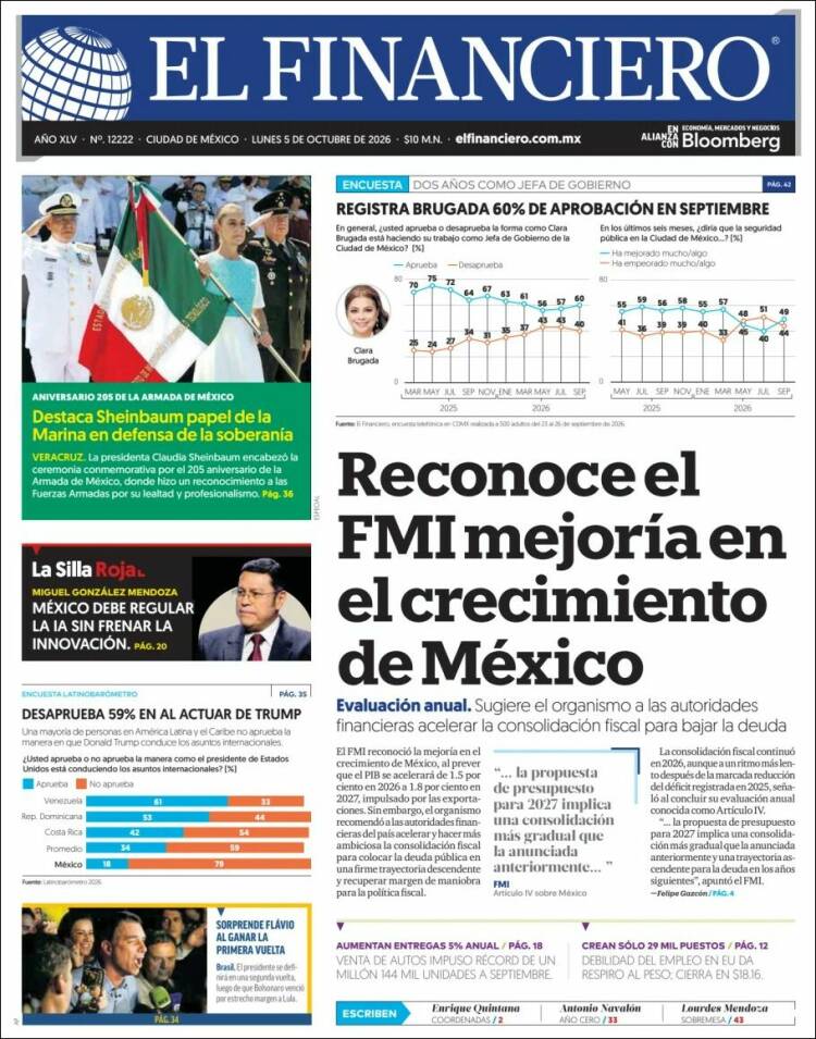 Portada de El Financiero (M&eacute;xico)
