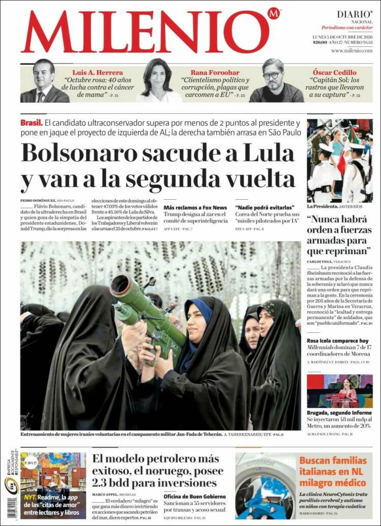 Portada de Milenio (M&eacute;xico)