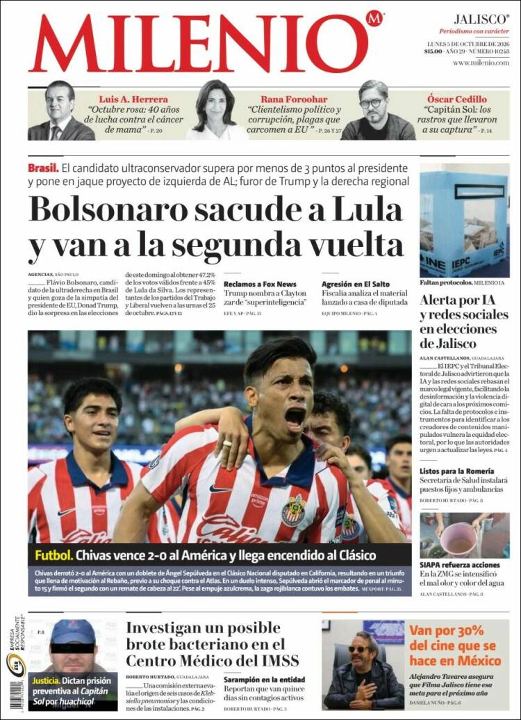 Portada de Milenio - Jalisco (M&eacute;xico)