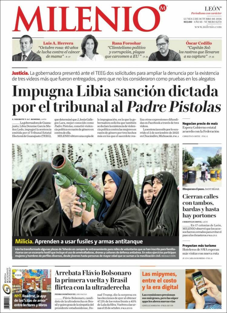 Portada de Milenio de León (Mexique)