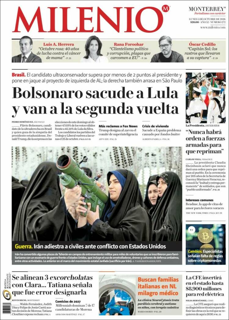 Portada de Milenio de Monterrey (M&eacute;xico)