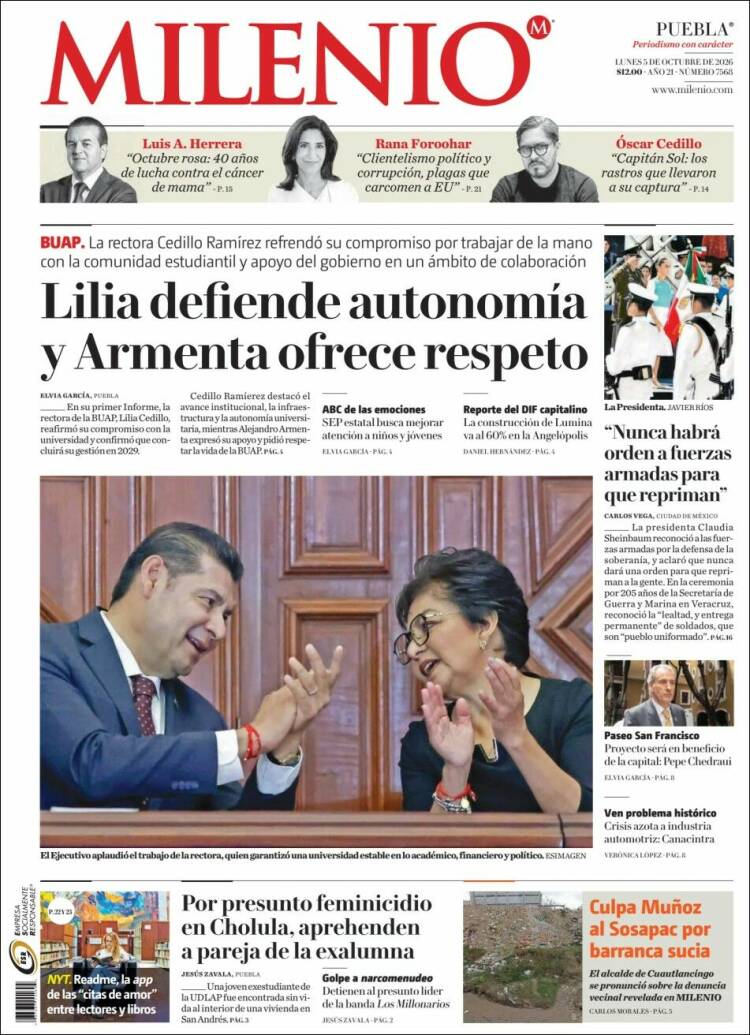 Portada de Milenio de Puebla (M&eacute;xico)