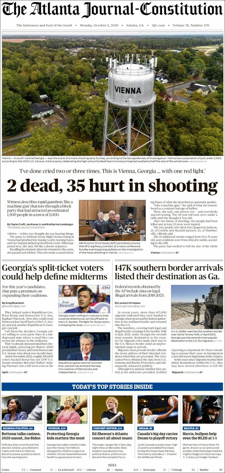 Portada de The Atlanta Journal-Constitution (USA)