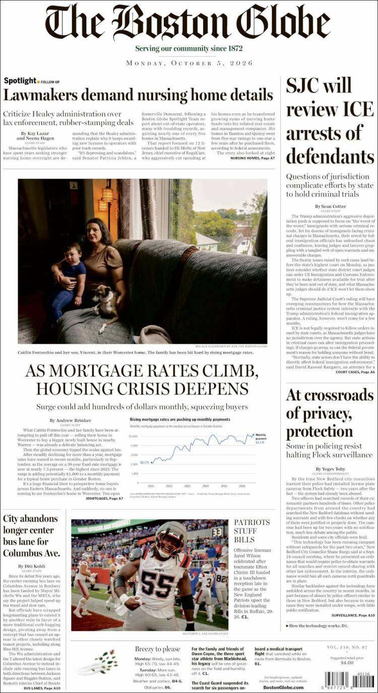 Portada de Boston Globe (USA)