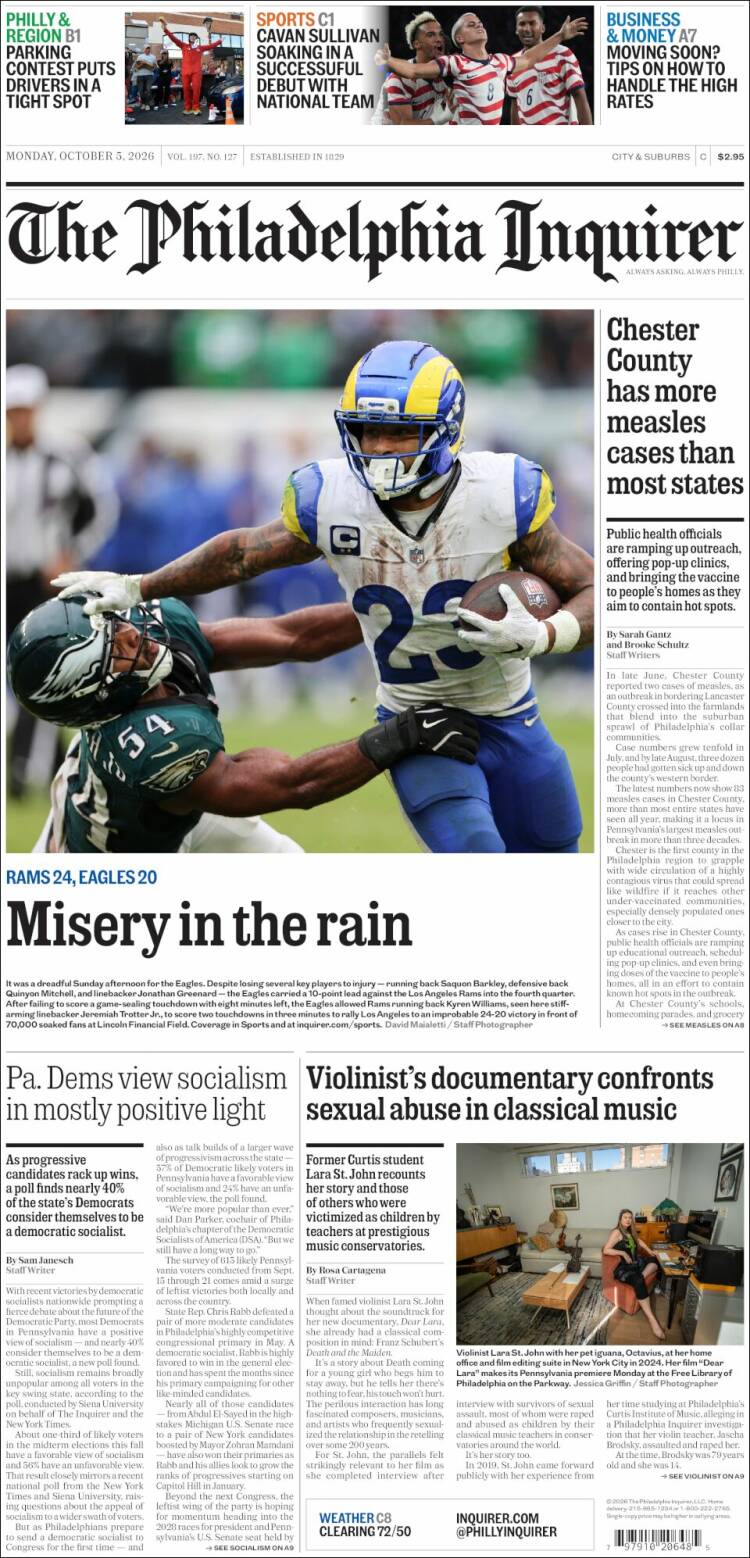 Portada de Philadelphia Inquirer (USA)