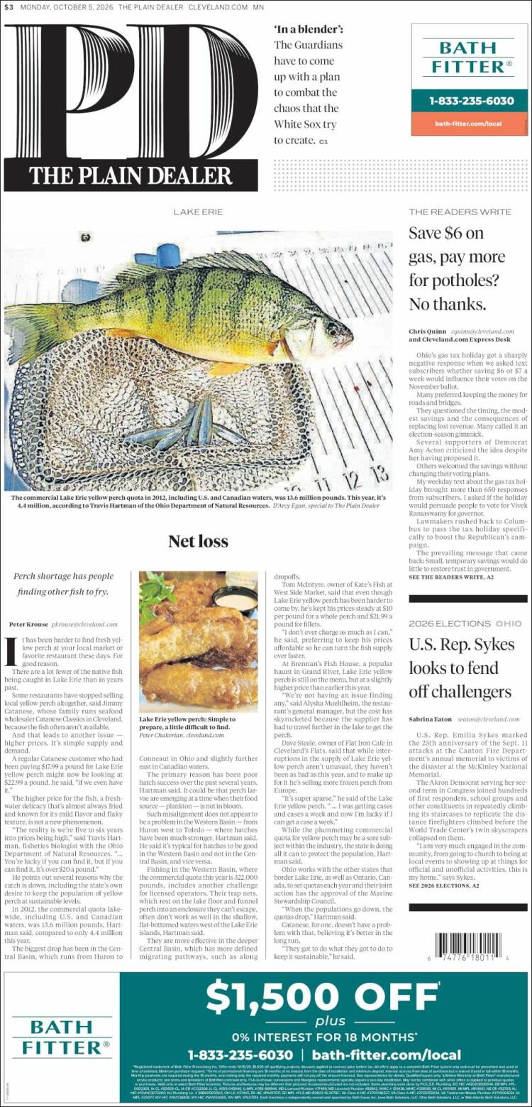 Portada de The Plain Dealer (USA)