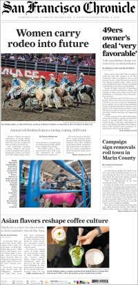 Portada de San Francisco Chronicle (USA)