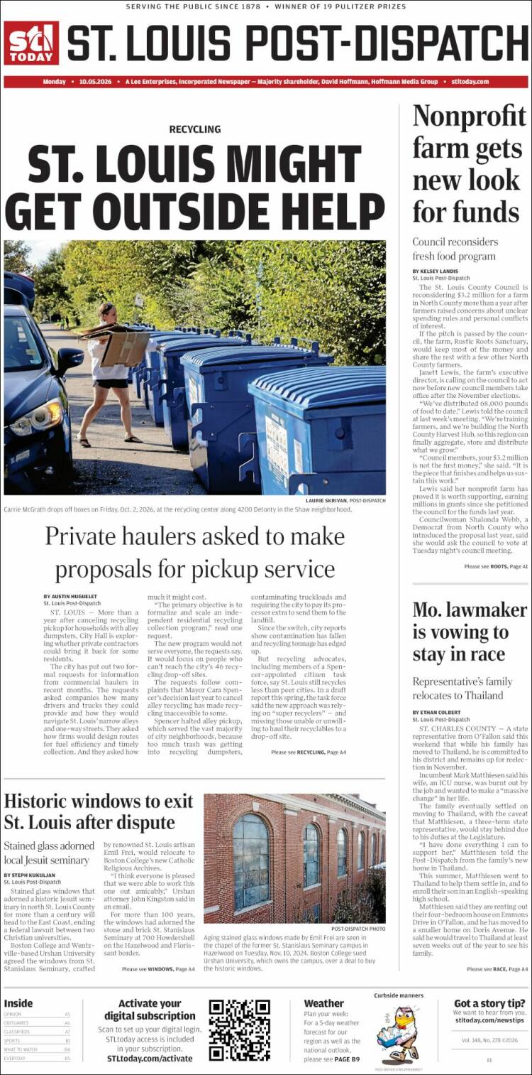 Portada de St. Louis Post-Dispatch (USA)